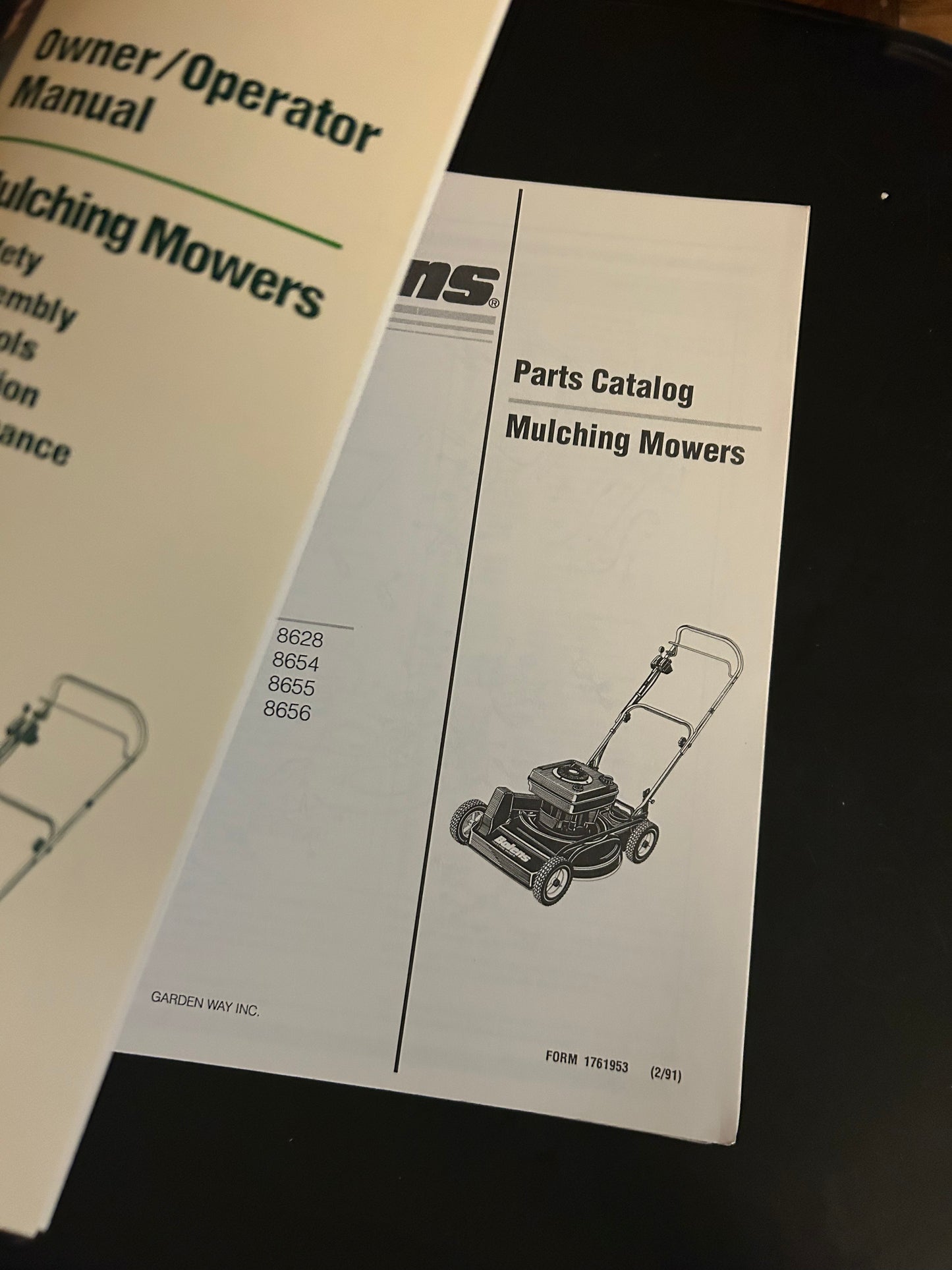 Bolens _ Mulching Mowers model 8624, 8628, 8654, 8655 & 8655 _ Owner/Operator Manual with Parts Catalog