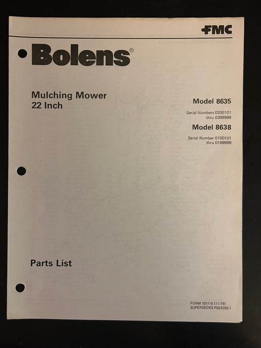 Bolens _ Mulching Mower 22” model 8635 & 8638 _ Parts List
