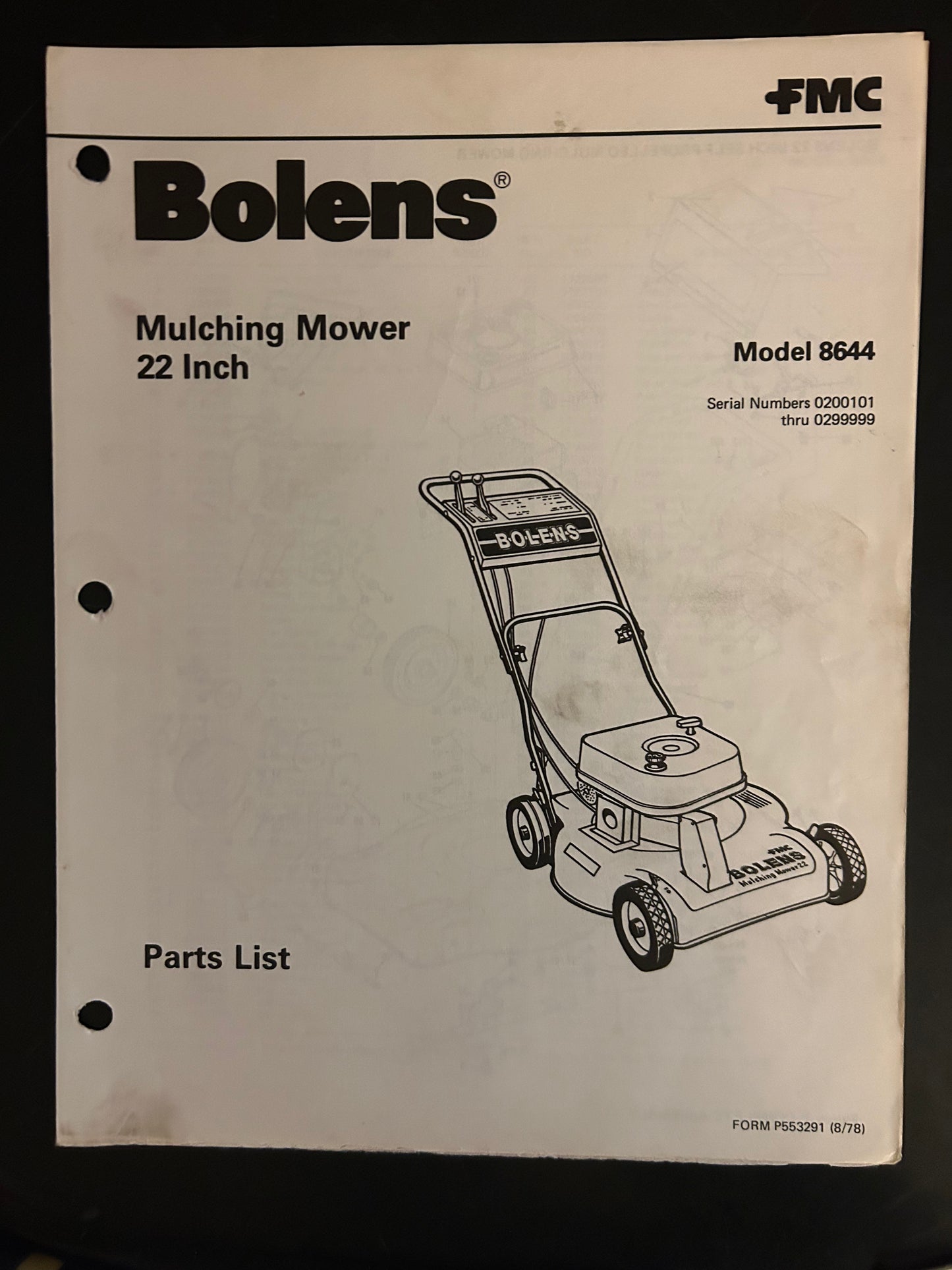 Bolens _ Mulching Mower 22” model 8644 _ Parts List