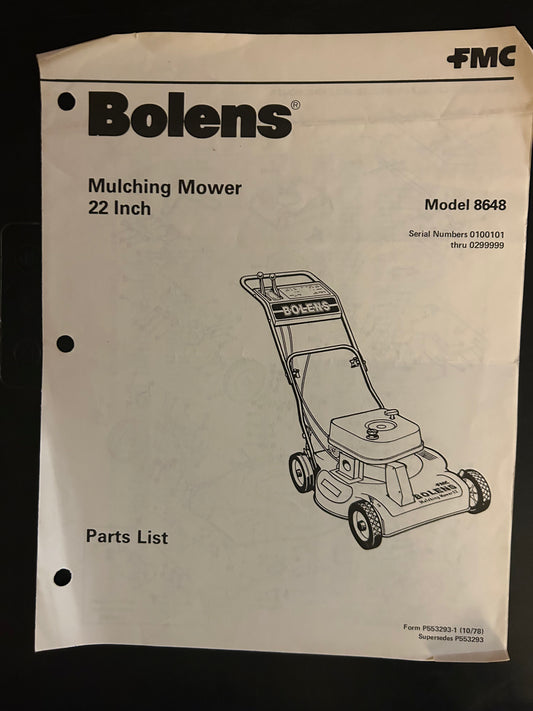 Bolens _ Mulching Mower 22” model 8648 _ Parts List