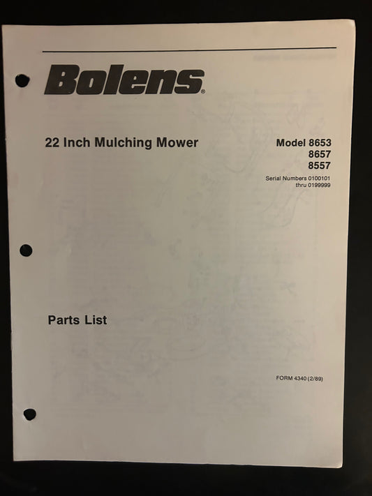 Bolens _ 22” Mulching Mower model 8653, 8657 & 8557 _ Parts List