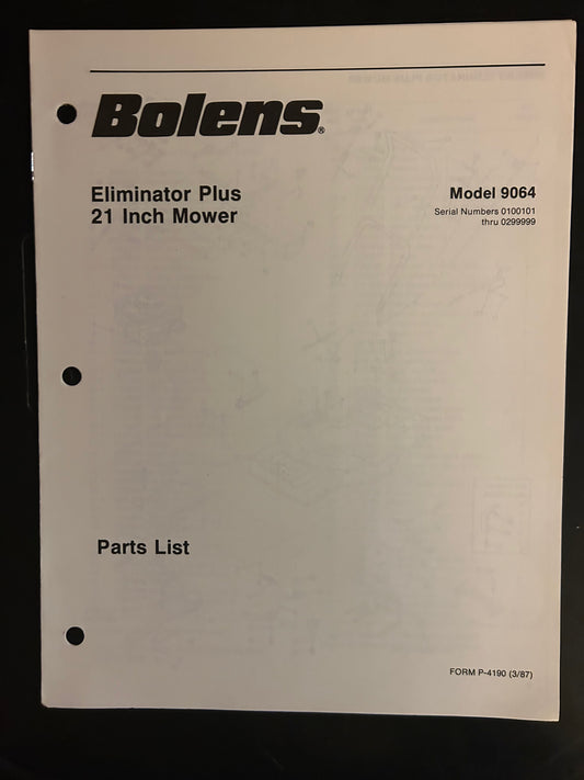 Bolens _ Eliminator Plus 21” Mower model 9064 _ Parts List