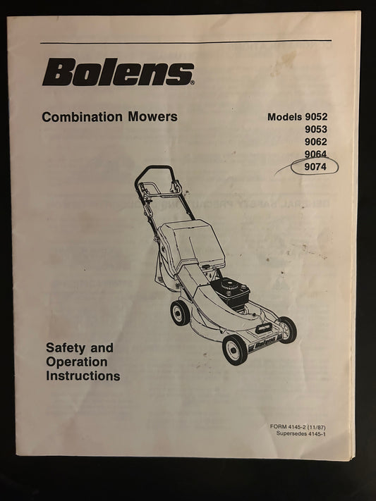 Bolens _ Combination Mowers model 9052, 9053, 9062, 9064 & 9074 _ Saftey & Operating Instructions