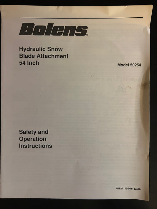 Bolens _ 54” Hydraulic Blade Attachment model 50254 _ Safety & Operating Instructions