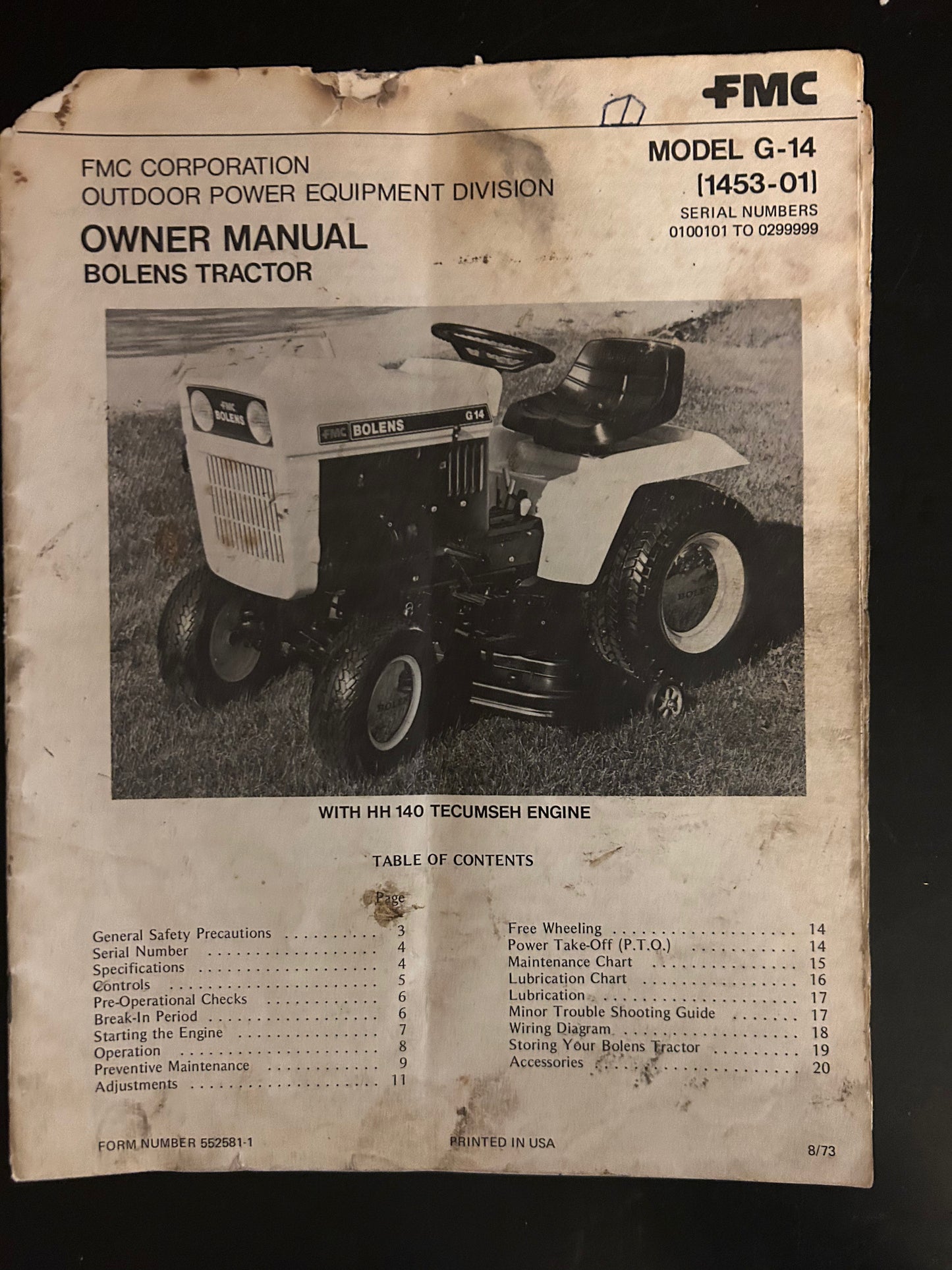 Bolens _ model G-14 Tractor _ Owner Manual