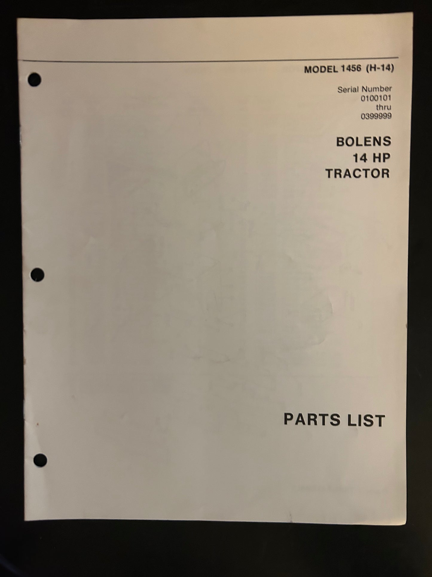 Bolens _ 14 HP Tractor models 1456 _ Parts List