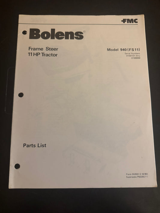 Bolens _ Frame Steer 11 HP Tractor model 940 _ Parts List