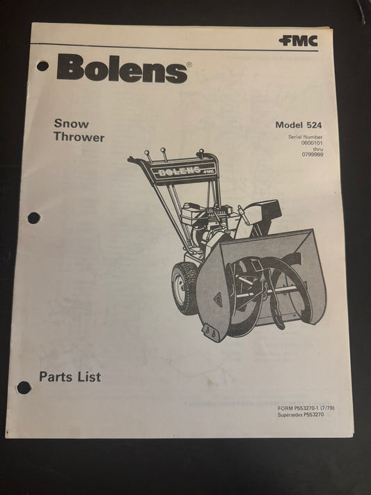 Bolens _ Snow Thrower model 524 _ Parts List