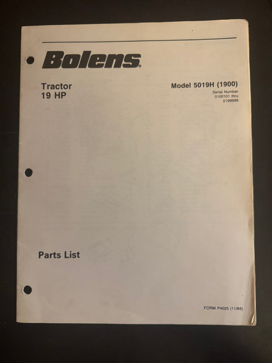 Bolens _ Tractor 19 HP model 5019H (1900) _ Parts List