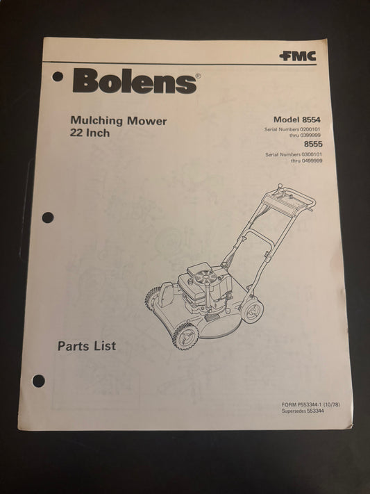 Bolens _ Mulching Mower 22” model 8554 & 8555 _ Parts List