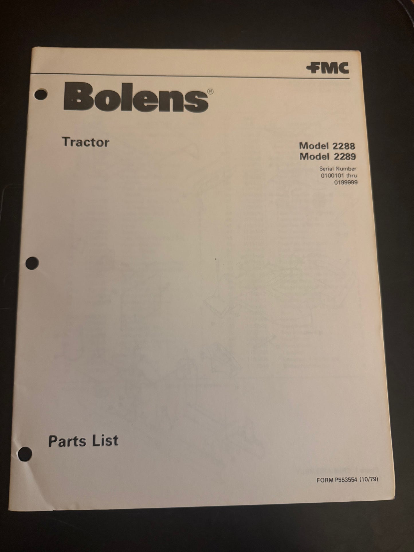 Bolens _ Tractor model 2288 & 2289 _ Parts List