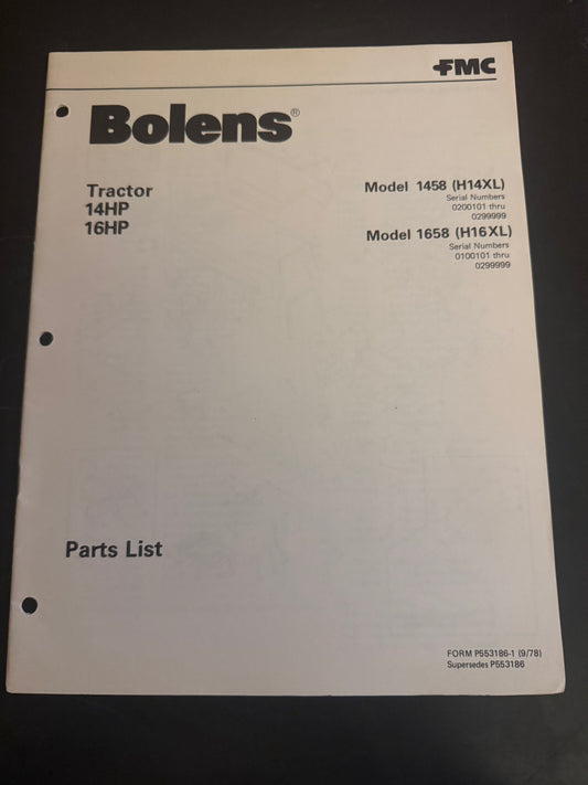 Bolens _ Tractor 14 & 16 HP model 1458 & 1658 _ Parts List