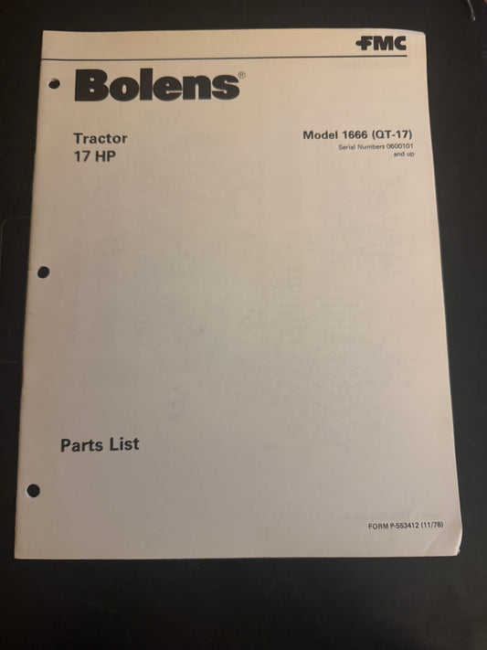 Bolens _ Tractor 17 HP model 1661 (QT-17) _ Parts List