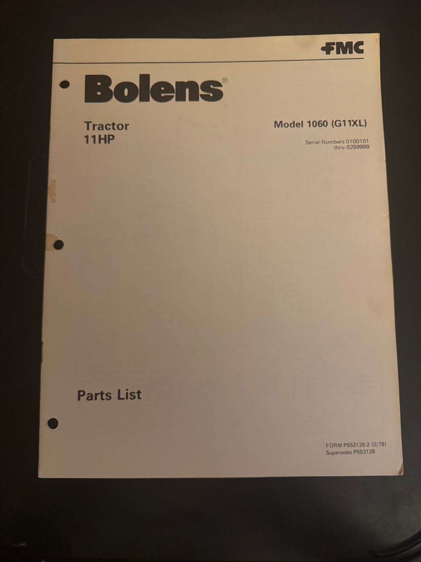 Bolens _ Tractor 11 HP model 1060 _ Parts List