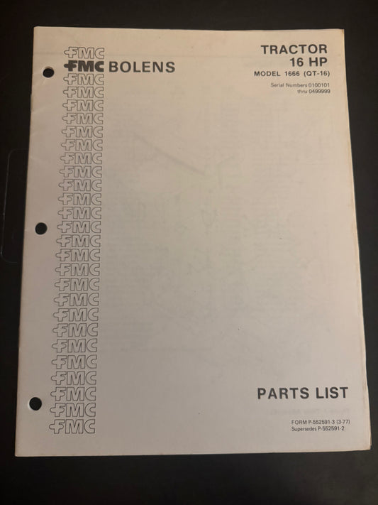 Bolens _ Tractor 16 HP model 1666 _ Manual