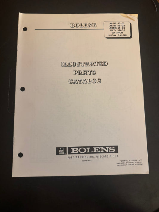 Bolens _ Artic models 55-01, 55-02 & 55-03 — Two Stage 24” Snow Caster  _ Illustrated Parts Catalog