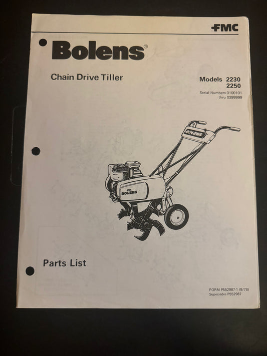 Bolens _ Chain Drive Tiller models 2230 & 2250 _ Parts List