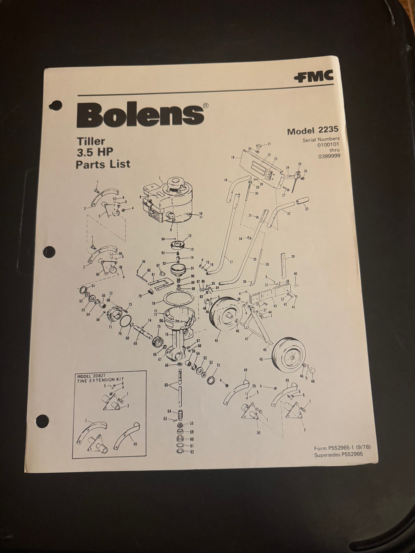 Bolens _ Tiller 3.5 HP model 2235 _ Parts List