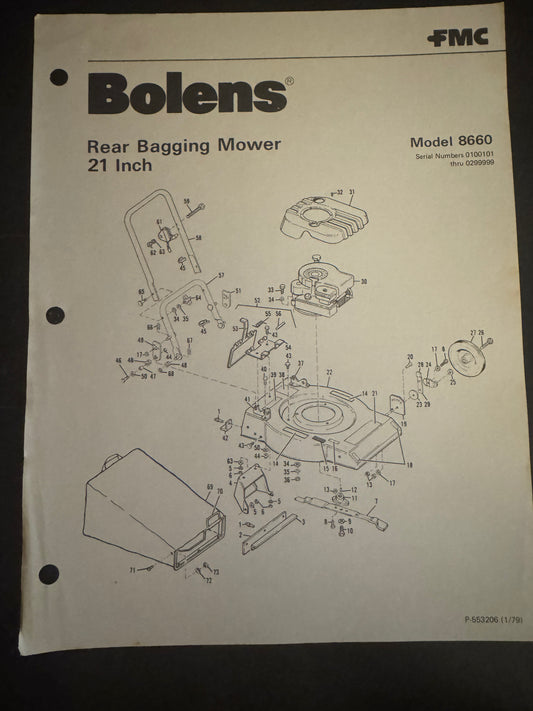 Bolens _ Rear Bagging Mower 21” model 8669 _ Parts List
