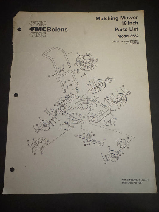 Bolens _ Mulching Mower 18” model 8532 _ Parts List