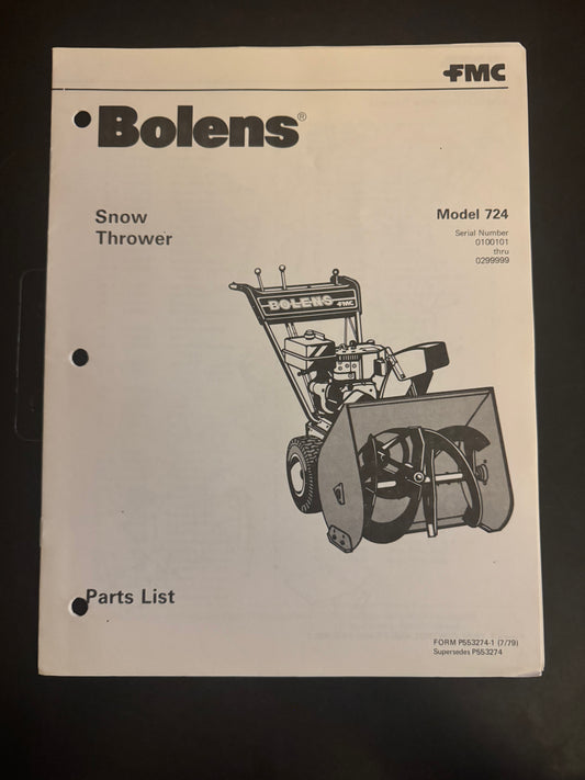 Bolens _ Snow Thrower model 724 _ Parts List