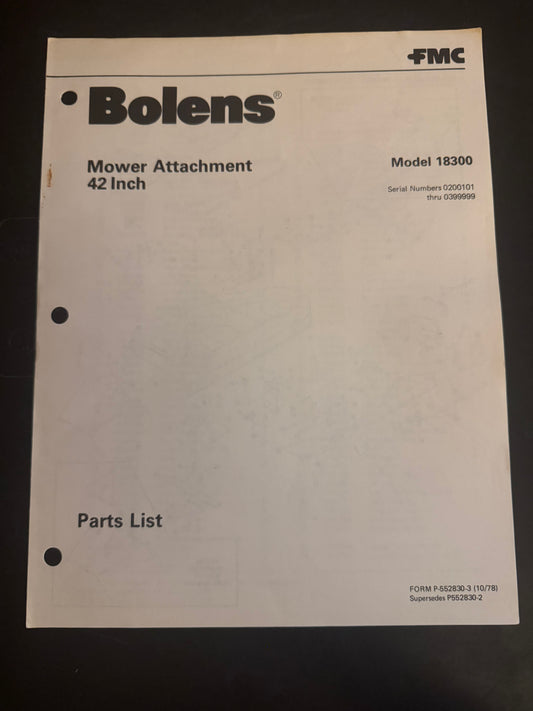 Bolens _ Mower Attachment 42” model 18300 _ Parts List
