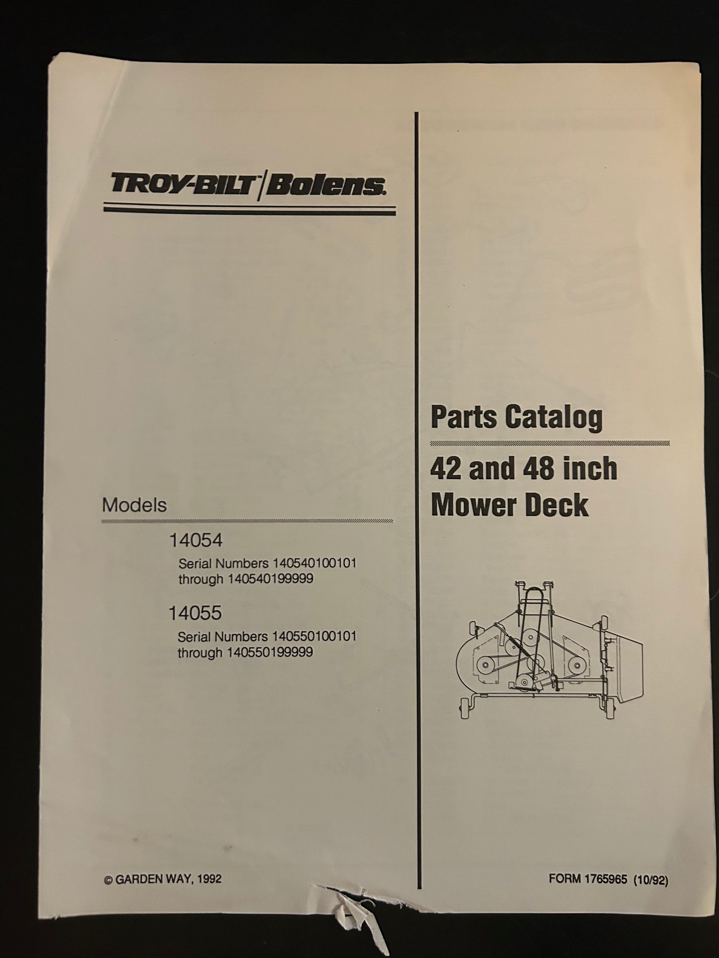 Bolens / Troy-Bilt _ 42” & 48” Mower Deck model 14054 & 14055 _ Parts Catalog
