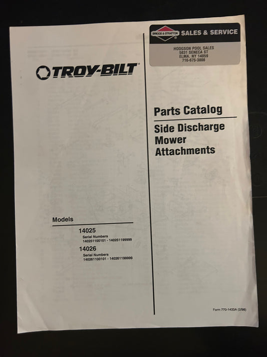 Bolens / Troy-Bilt _ Side Discharge Mower Attachments model 14025 & 14026 _ Parts Catalog
