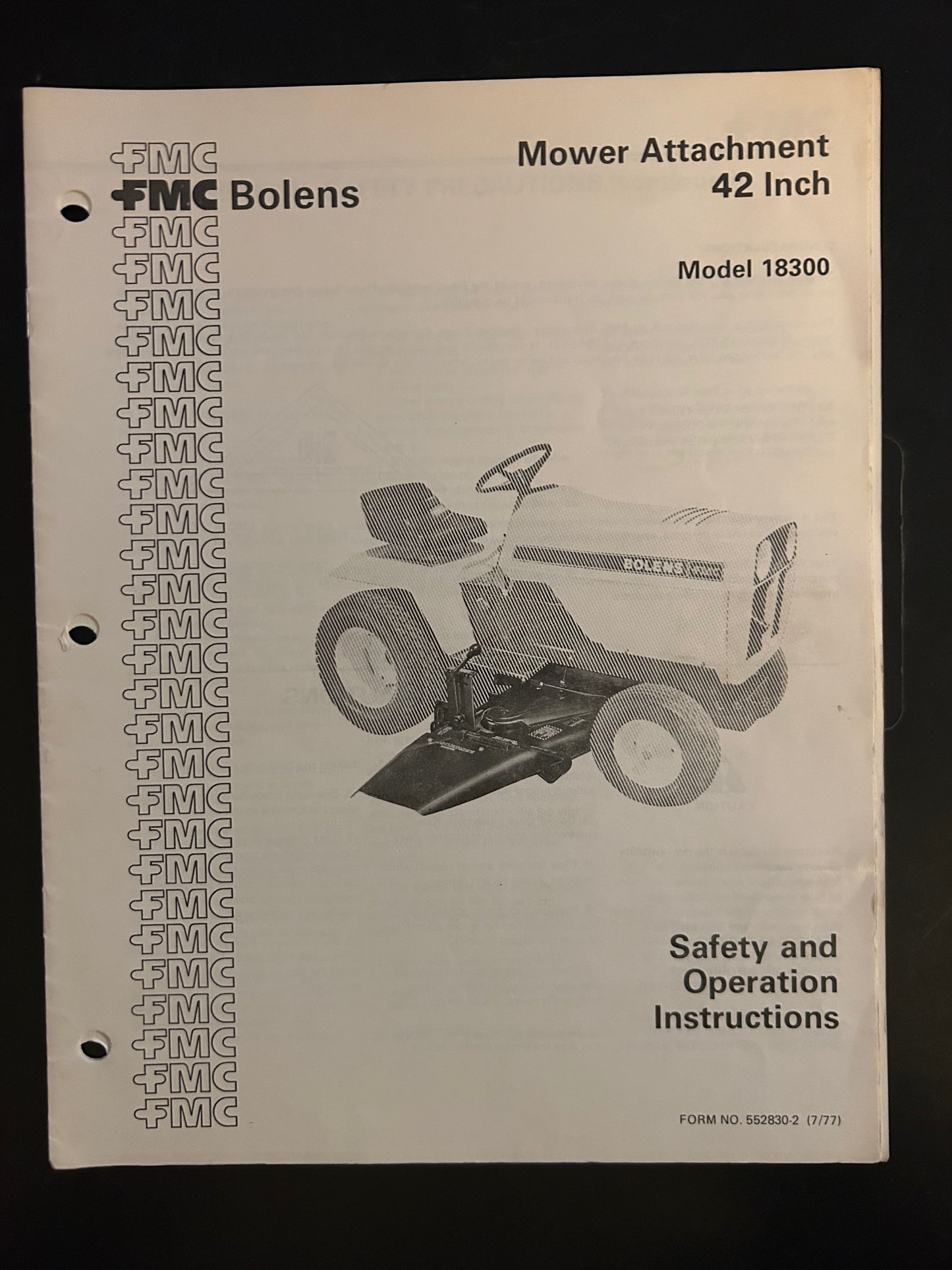 Bolens _ Mower Attachment 42” model 18300 _ Safety & Operation Instructions