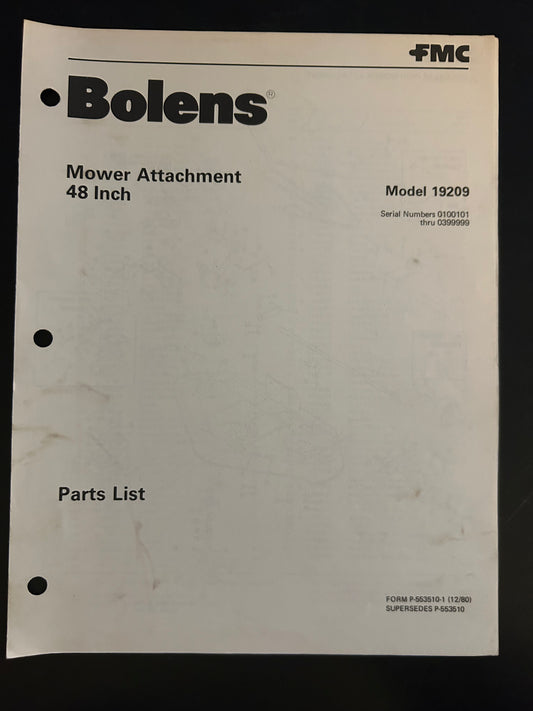Bolens _ Mower Attachment 48” model 19209 _ Parts List