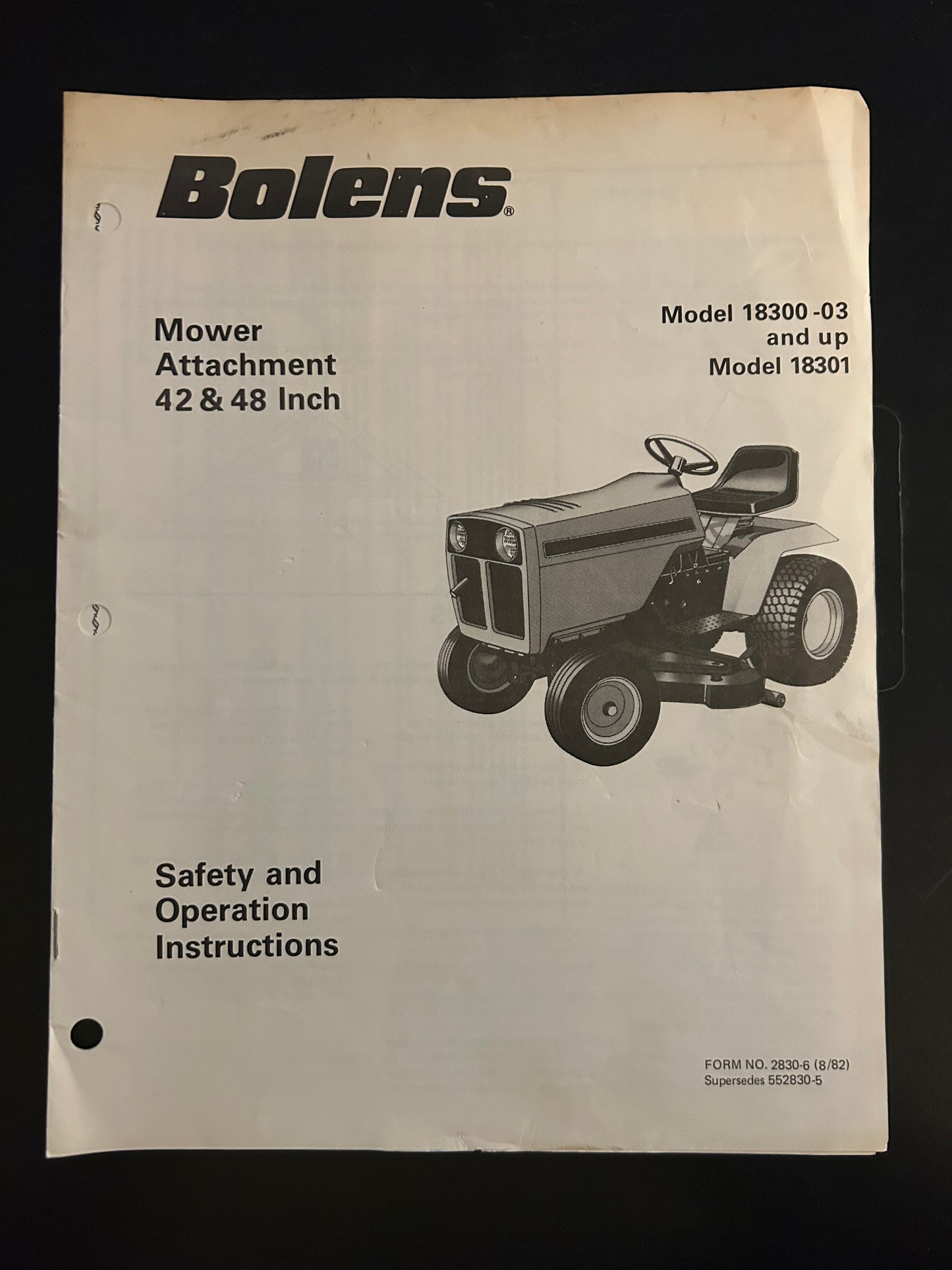 Bolens _ Mower Attachment 42” & 48” model 18300-03 and Up & 18301 _ Safety & Operation Instructions