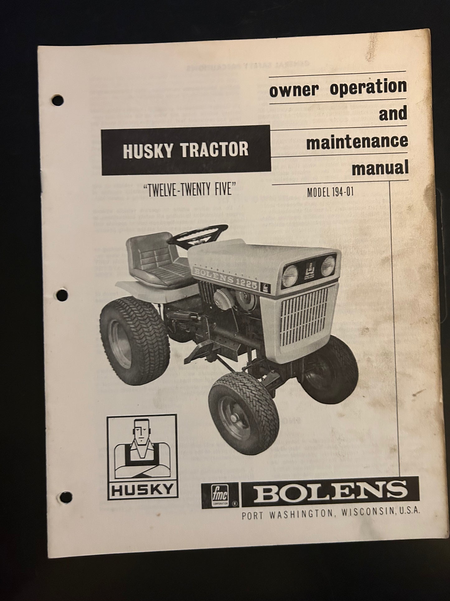 Bolens _ Husky “Twelve-Twenty-Five” (1225) model 194-01 _ Owner Operation & Maintenance Manual