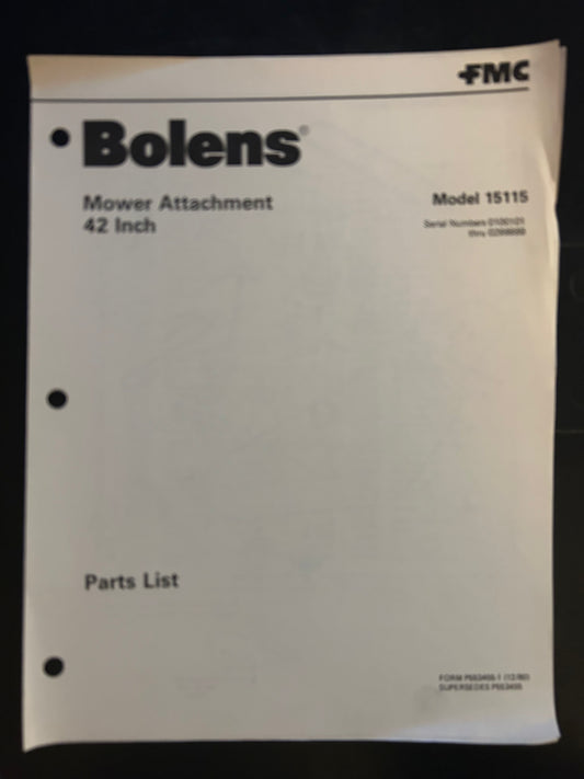 Bolens _ Mower Attachment 42” model 15115 _ Parts List