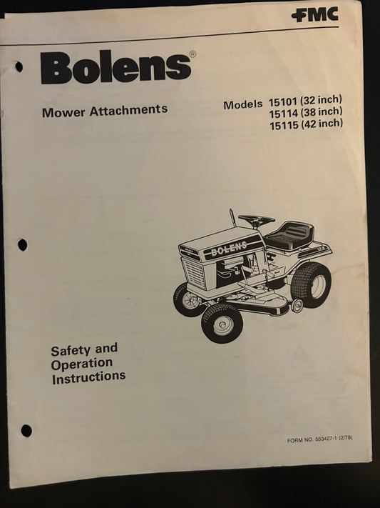Bolens _ Mower Attachments model 15101, 15114 & 15115 _ Safety & Operation Instructions