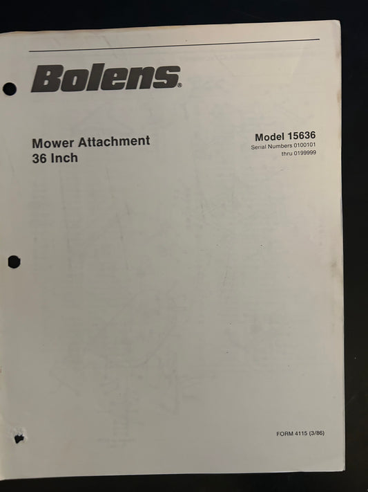 Bolens _ Mower Attachment 30” model 15530 _ Parts List