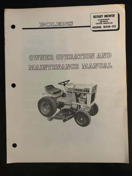 Bolens _ Rotary Mower Attachment 38” Center Mounted model 18418-02 _ Owner Operation & Maintenance Manual