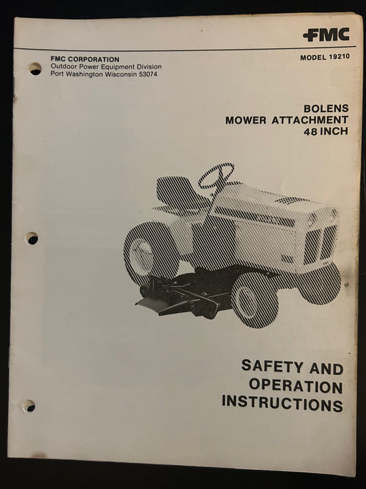 Bolens _ Mower Attachment 48” model 19210 _ Safety & Operation Instructions