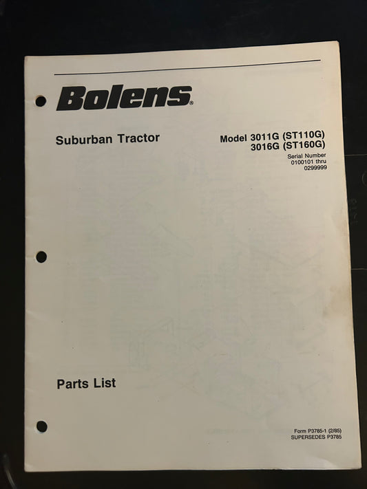 Bolens _ Suburban Tractor models 3011G & 3016G _ Parts List