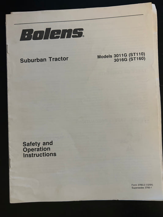 Bolens _ Suburban Tractor models 3011G & 3016G _ Safety & Operating Instructions