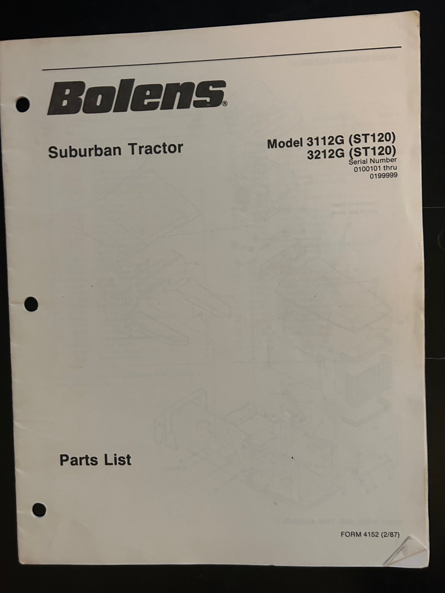 Bolens _ Suburban Tractor models 3112G & 3212G _ Parts List