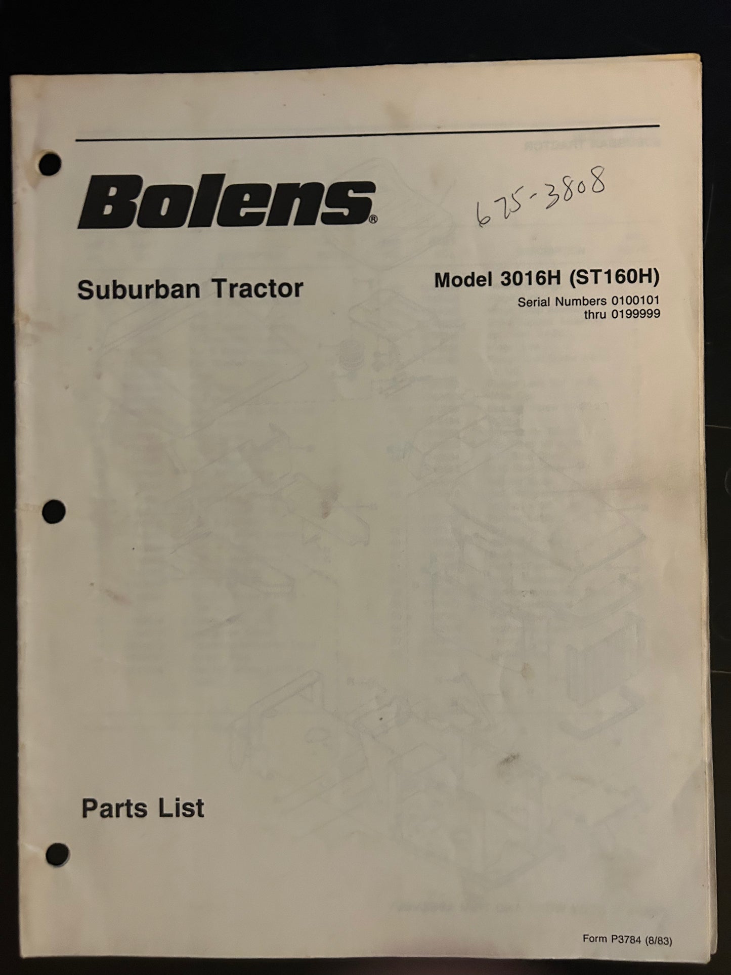 Bolens _ Suburban Tractor model 3016H _ Parts List