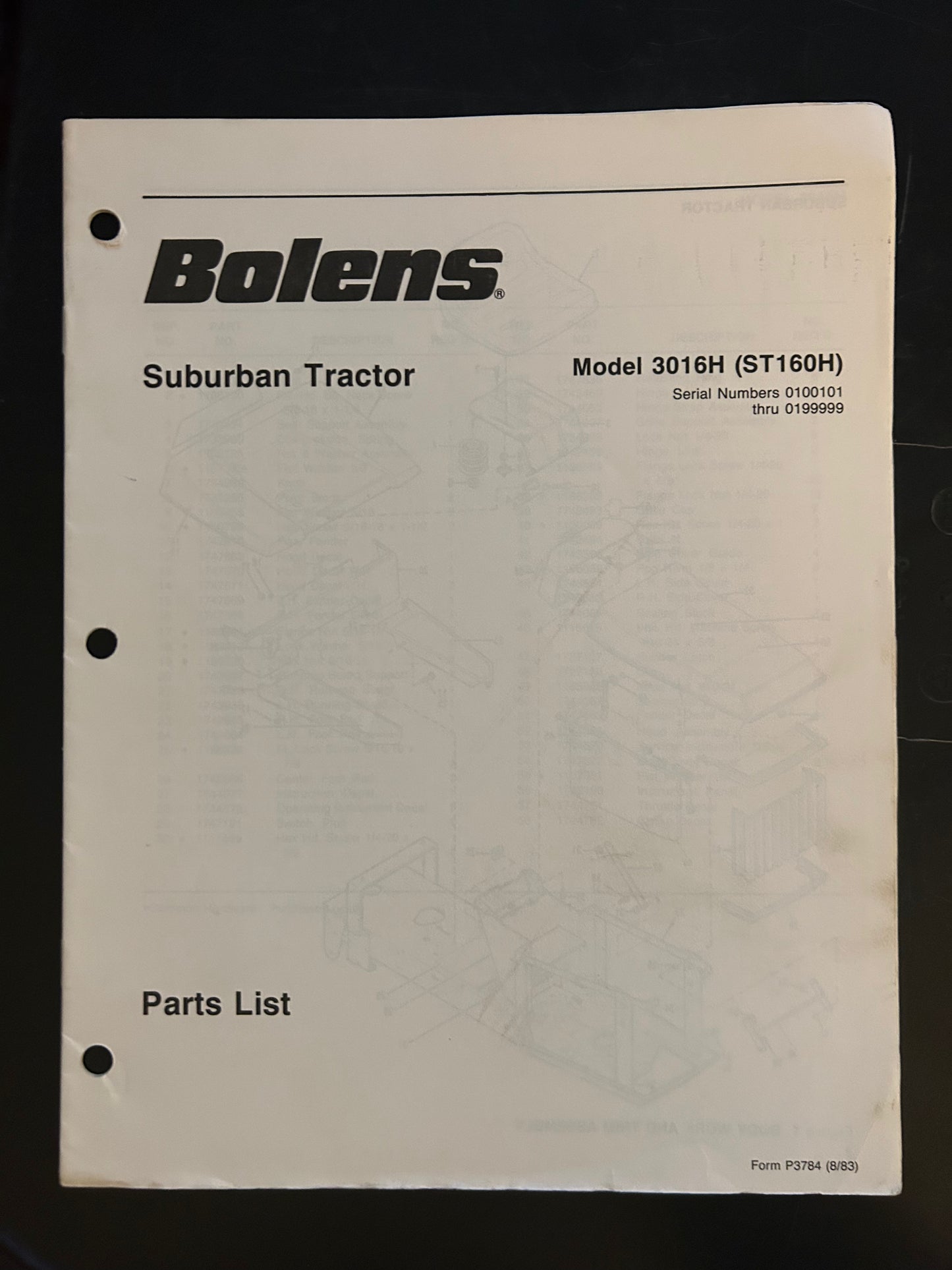 Bolens _ Suburban Tractor model 3016H _ Parts List