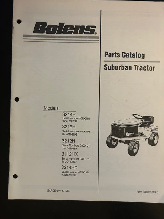 Bolens _ Suburban Tractor models 3214H, 3216H, 3212H, 3112HX & 3214HX _ Parts Catalog