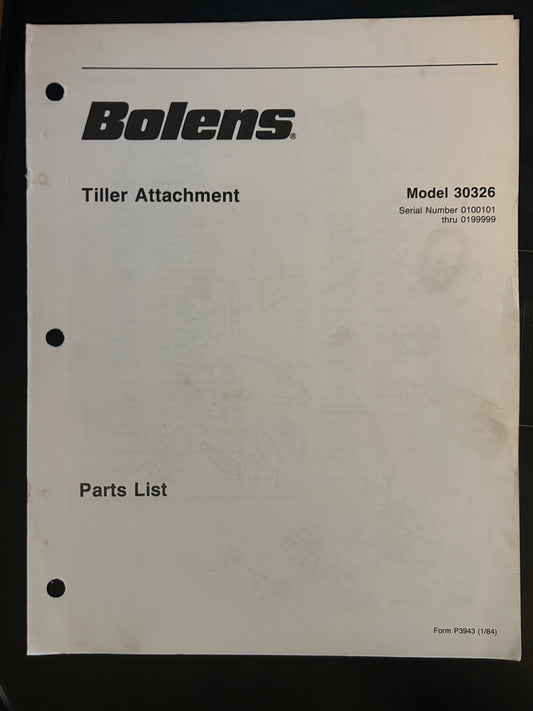 Bolens _ Tiller Attachment model 30326 _ Parts List