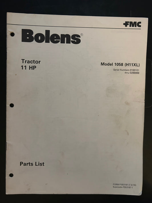 Bolens _ Tractor 11 HP model 1058 _ Parts List