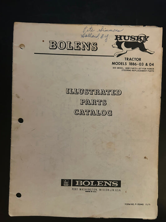 Bolens _ Husky Tractor model 1886-03 & 04 _ Illustrated Parts Catalog