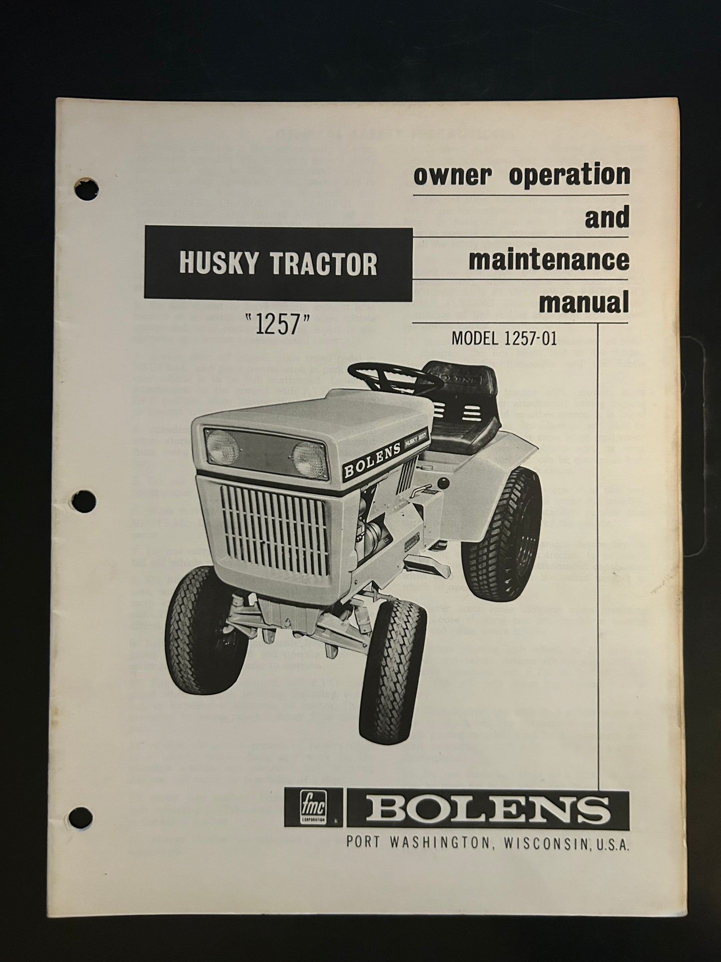 Bolens _ Husky Tractor 1257 _ Owner Operation & Maintenance Manual