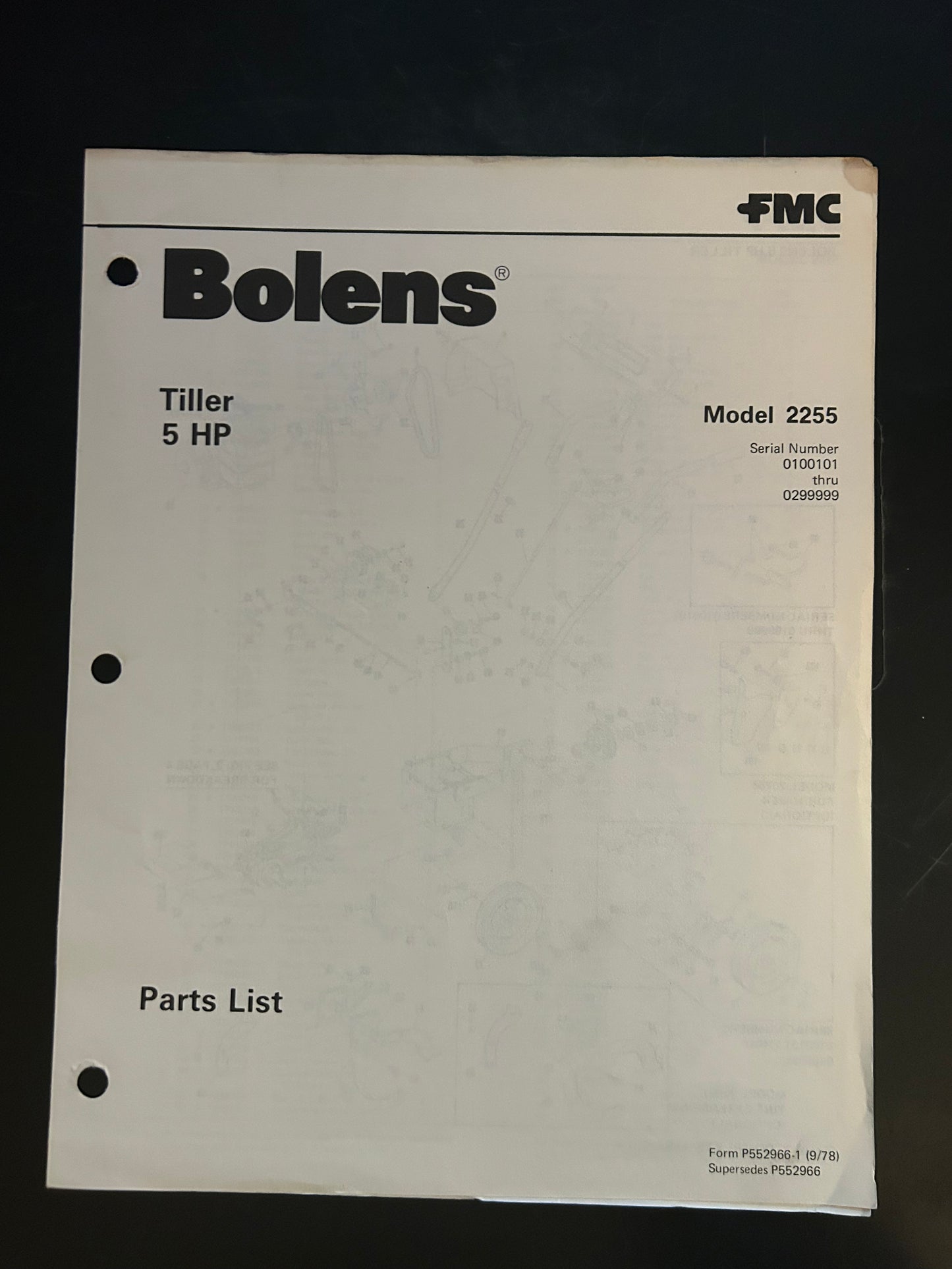 Bolens _ Tiller 5 HP model 2255 _ Parts List