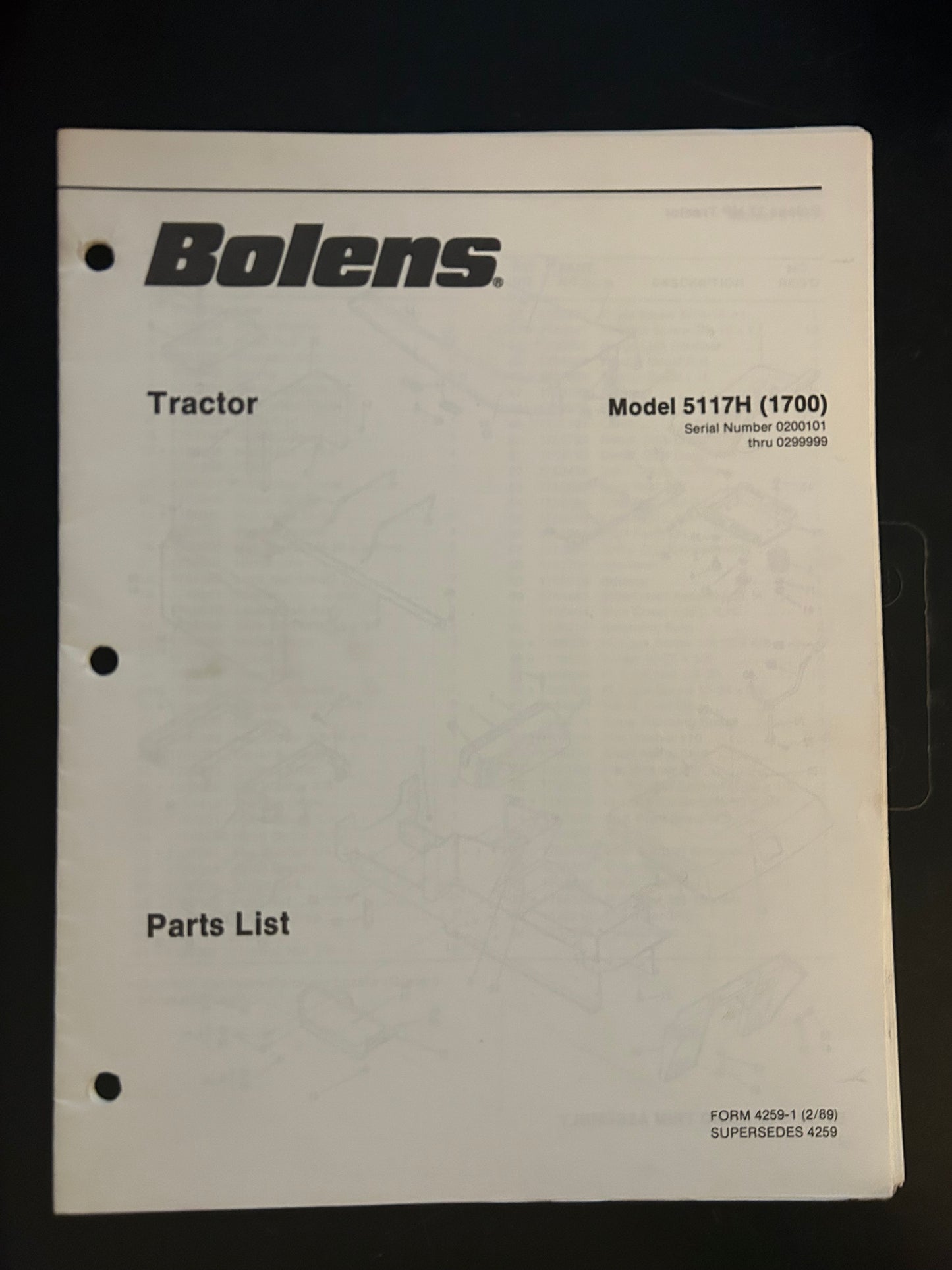 Bolens _ Tractor model 5117H _ Parts List