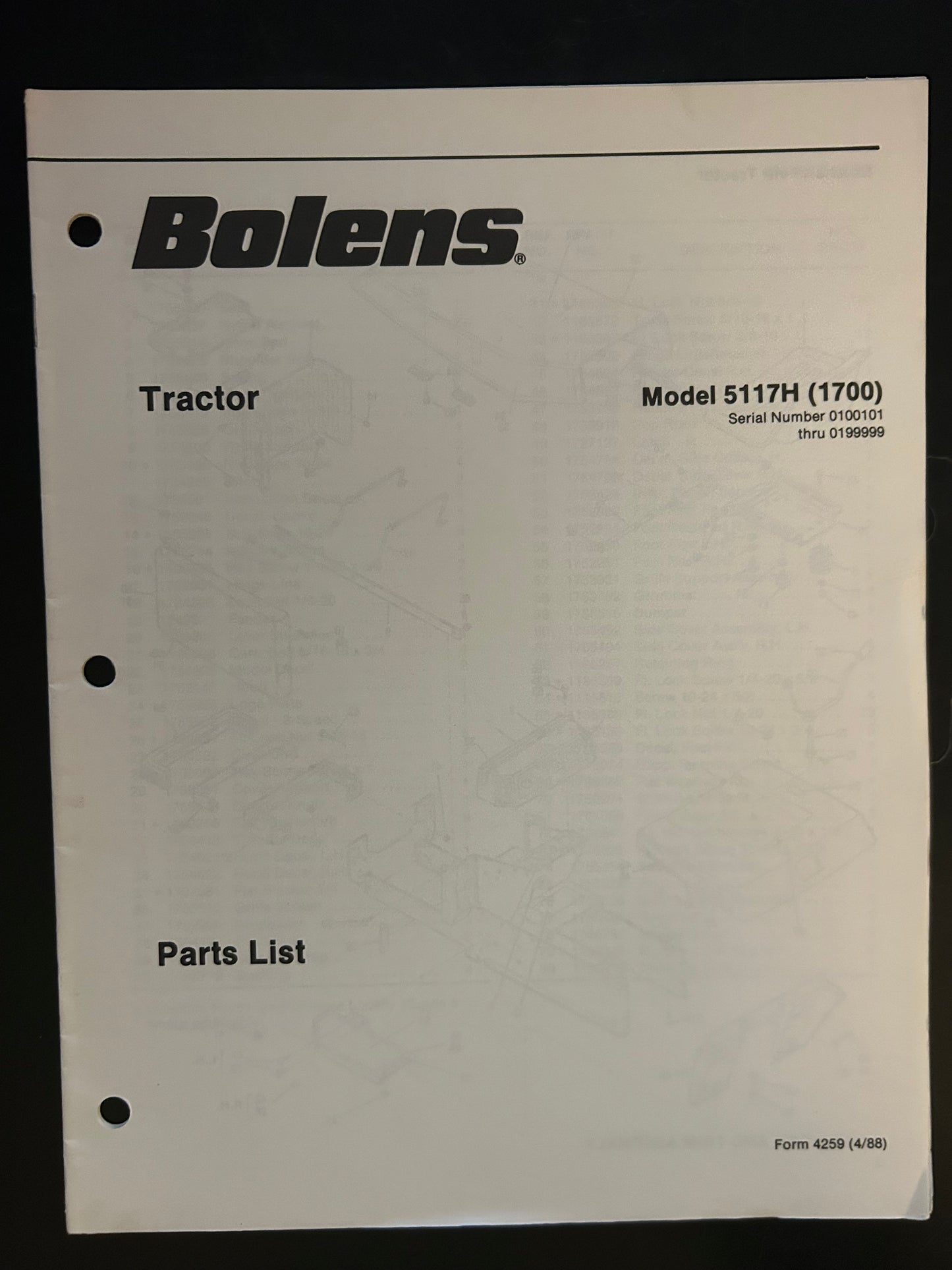 Bolens _ Tractor model 5117H _ Parts List